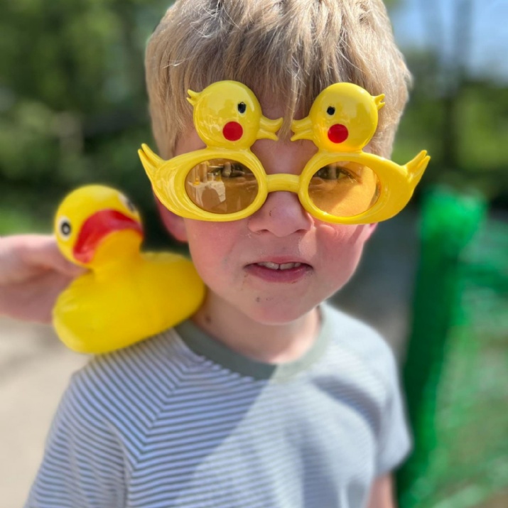 Castle Acre Primary School Student getting into the spirit of the Duck Race!